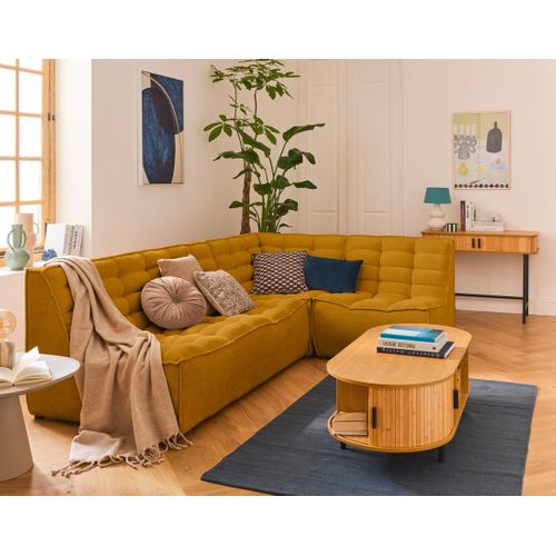 Ellie - Canapé Modulable D'angle Réversible 4 Places En Velours Texturé