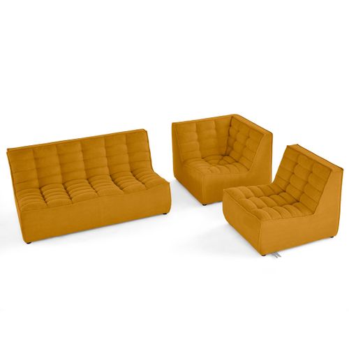 Ellie - Canapé Modulable D'angle Réversible 4 Places En Velours Texturé