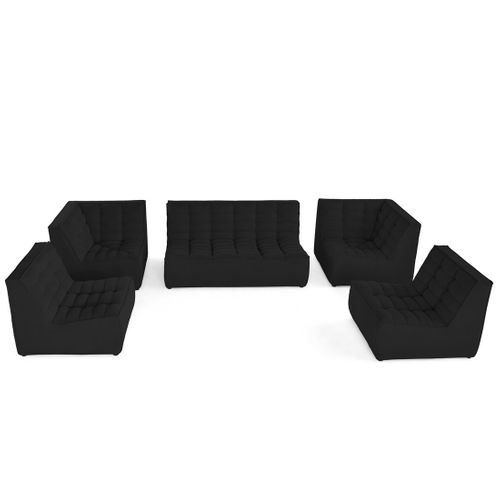 Ellie - Canapé Modulable Panoramique 7 Places En Velours Texturé