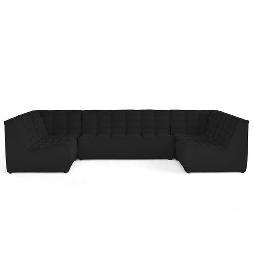 Ellie - Canapé Modulable Panoramique 7 Places En Velours Texturé