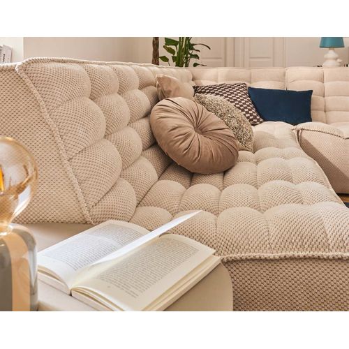 Ellie - Canapé Modulable D'angle Réversible 4 Places En Velours Texturé