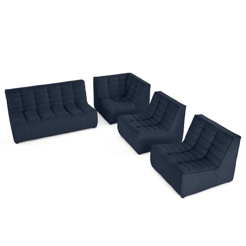 Ellie - Canapé Modulable D'angle Réversible 5 Places En Velours Texturé