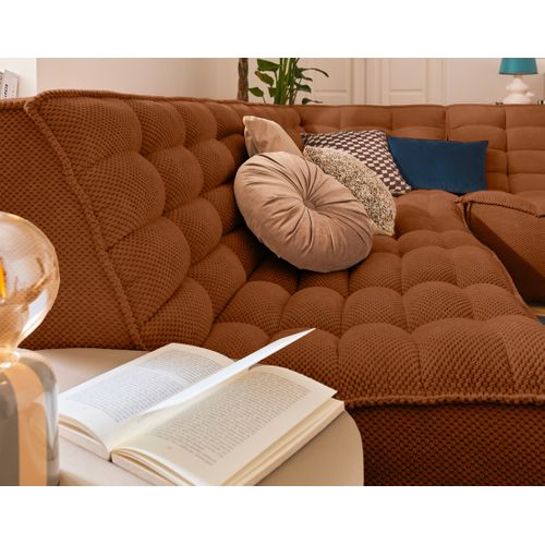 Ellie - Canapé Modulable D'angle Réversible 4 Places En Velours Texturé