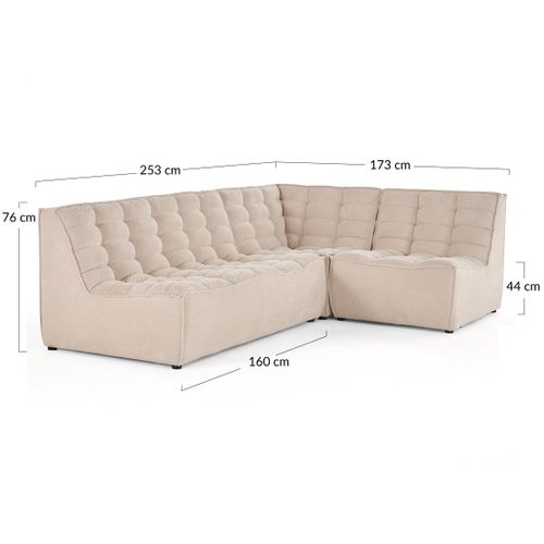 Ellie - Canapé Modulable D'angle Réversible 4 Places En Velours Texturé