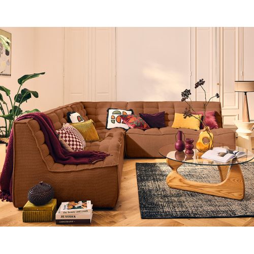 Ellie - Canapé Modulable D'angle Réversible 5 Places En Velours Texturé