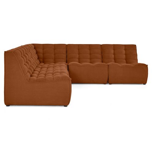 Ellie - Canapé Modulable D'angle Réversible 5 Places En Velours Texturé