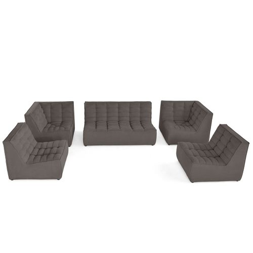 Ellie - Canapé Modulable Panoramique 7 Places En Velours Texturé