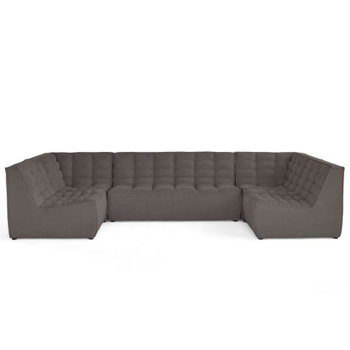 Ellie - Canapé Modulable Panoramique 7 Places En Velours Texturé