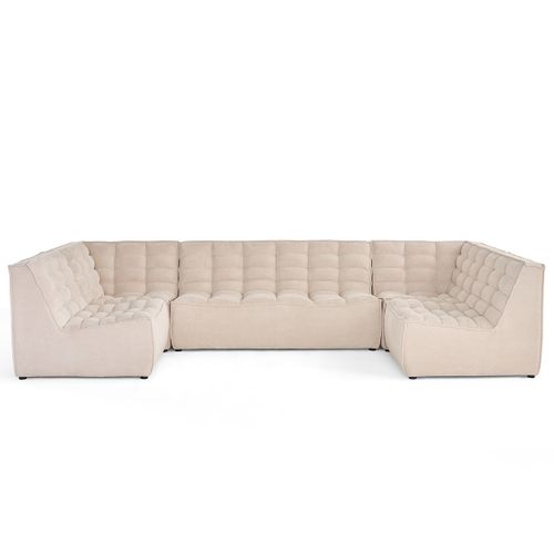 Ellie - Canapé Modulable Panoramique 7 Places En Velours Texturé