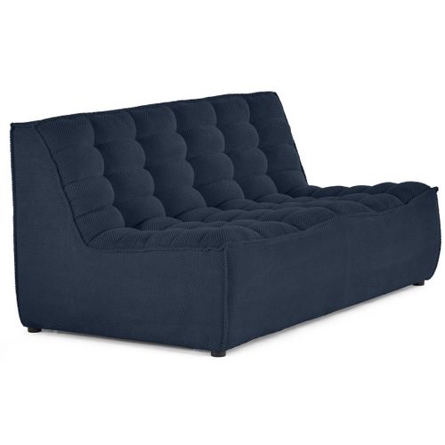 Ellie - Canapé 2 Places Sans Accoudoir En Velours Texturé Bleu Marine
