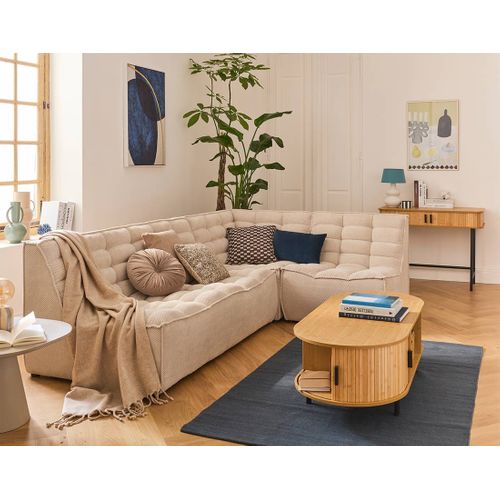 Ellie - Canapé 2 Places Sans Accoudoir En Velours Texturé Beige