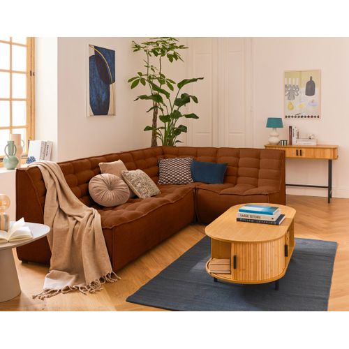 Ellie - Canapé 2 Places Sans Accoudoir En Velours Texturé Terracotta