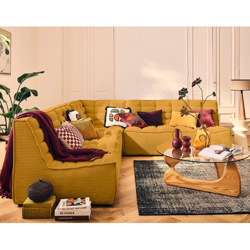 Ellie - Module D'angle En Velours Texturé Jaune