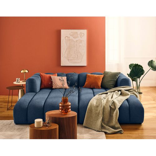 Debbie - Canapé Modulable Droit 3 Places Avec Double Méridienne - Assise Profonde - En Tissu Texturé