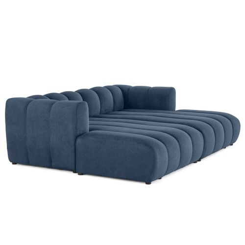 Debbie - Canapé Modulable Droit 3 Places Avec Double Méridienne - Assise Profonde - En Tissu Texturé