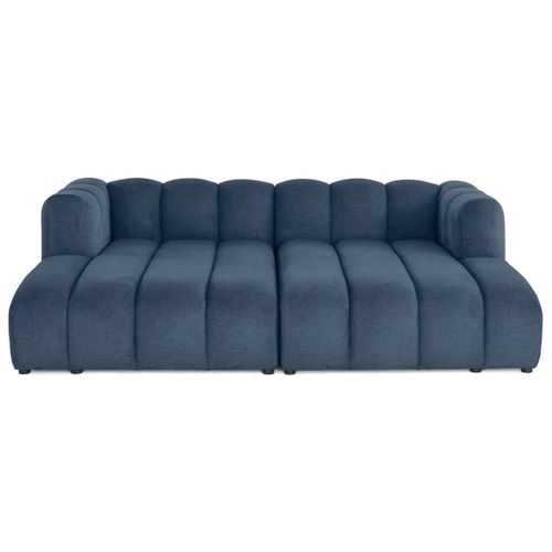 Debbie - Canapé Modulable Droit 3 Places Avec Double Méridienne - Assise Profonde - En Tissu Texturé