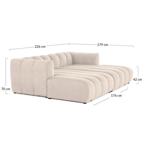 Debbie - Canapé Modulable Droit 3 Places Avec Double Méridienne - Assise Profonde - En Tissu Texturé