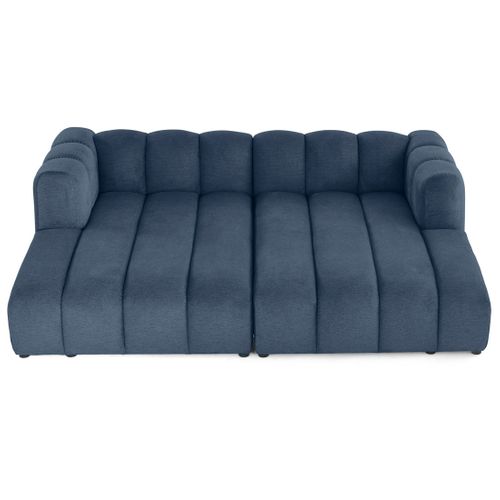 Debbie - Canapé Modulable Droit 3 Places Avec Double Méridienne - Assise Profonde - En Tissu Texturé