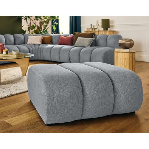 Debbie - Pouf En Tissu Texturé Gris