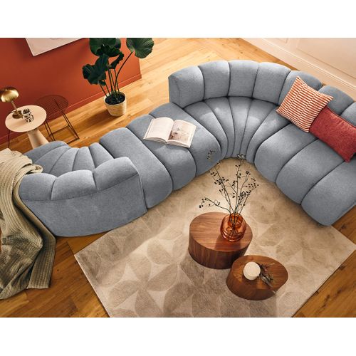 Debbie - Pouf En Tissu Texturé Gris