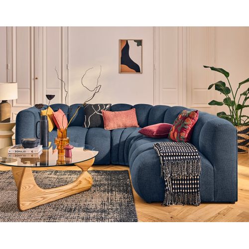 Debbie - Canapé Modulable D'angle Droit 4 Places Avec Accoudoir En Tissu Texturé