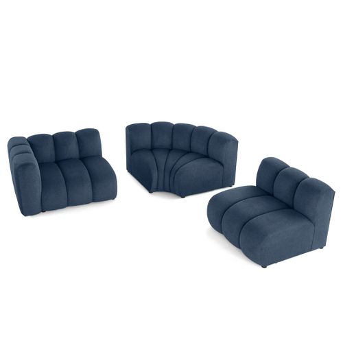 Debbie - Canapé Modulable D'angle Droit 4 Places Avec Accoudoir En Tissu Texturé