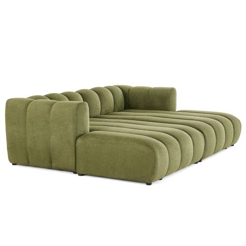 Debbie - Canapé Modulable Droit 3 Places Avec Double Méridienne - Assise Profonde - En Tissu Texturé