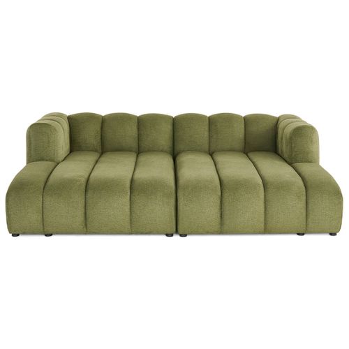 Debbie - Canapé Modulable Droit 3 Places Avec Double Méridienne - Assise Profonde - En Tissu Texturé