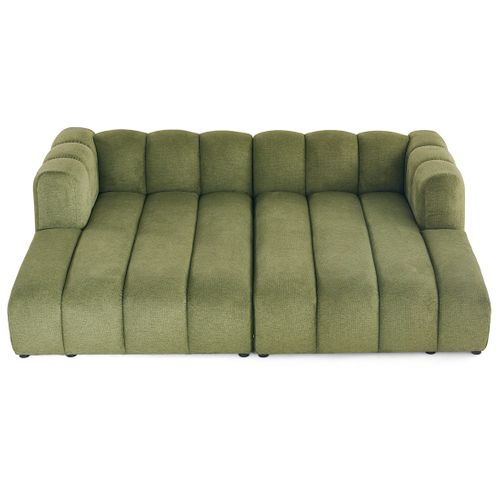 Debbie - Canapé Modulable Droit 3 Places Avec Double Méridienne - Assise Profonde - En Tissu Texturé