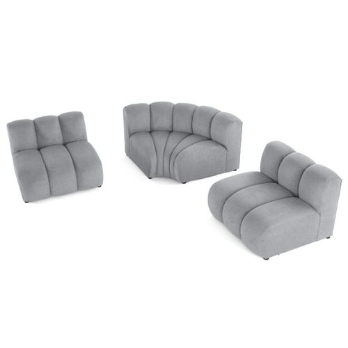 Debbie - Canapé Modulable D'angle Réversible 4 Places En Tissu Texturé