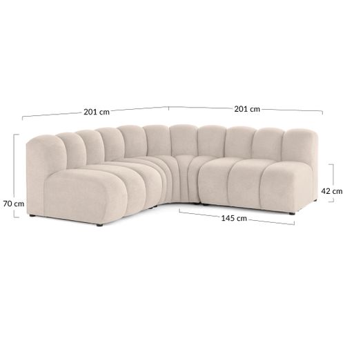 Debbie - Canapé Modulable D'angle Réversible 4 Places En Tissu Texturé