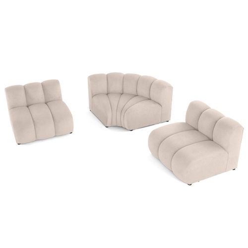 Debbie - Canapé Modulable D'angle Réversible 4 Places En Tissu Texturé