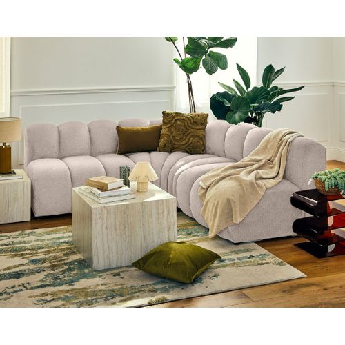 Debbie - Canapé Modulable D'angle Réversible 4 Places En Tissu Texturé