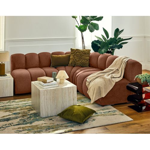 Debbie - Canapé Modulable D'angle Réversible 4 Places En Tissu Texturé