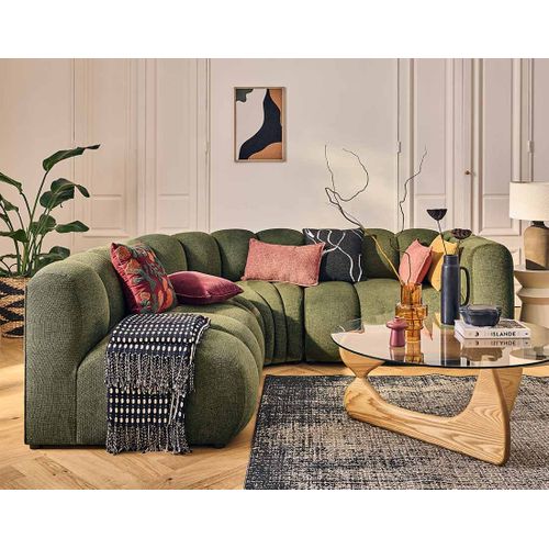 Debbie - Canapé Modulable D'angle Gauche 4 Places Avec Accoudoir En Tissu Texturé