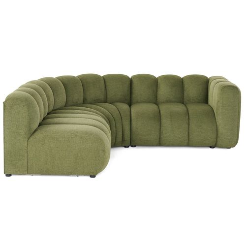 Debbie - Canapé Modulable D'angle Gauche 4 Places Avec Accoudoir En Tissu Texturé