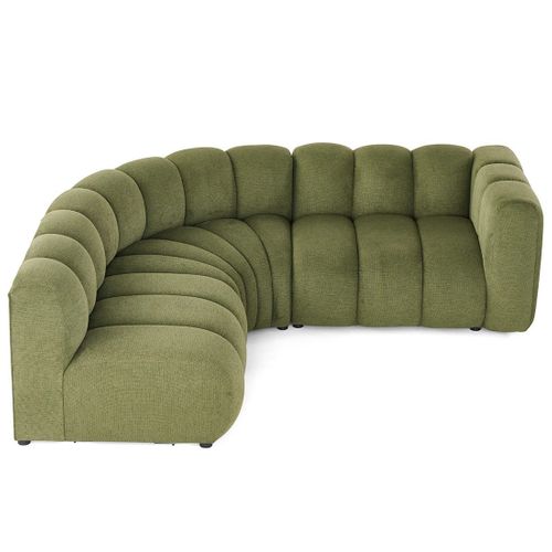 Debbie - Canapé Modulable D'angle Gauche 4 Places Avec Accoudoir En Tissu Texturé