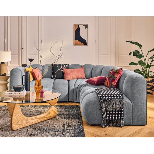 Debbie - Canapé Modulable D'angle Droit 4 Places Avec Accoudoir En Tissu Texturé