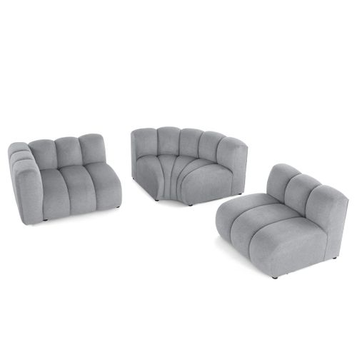 Debbie - Canapé Modulable D'angle Droit 4 Places Avec Accoudoir En Tissu Texturé