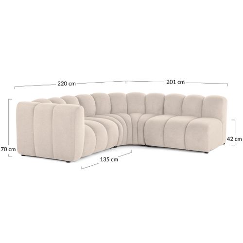 Debbie - Canapé Modulable D'angle Droit 4 Places Avec Accoudoir En Tissu Texturé