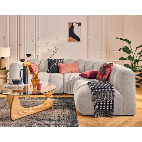 Debbie - Canapé Modulable D'angle Droit 4 Places Avec Accoudoir En Tissu Texturé