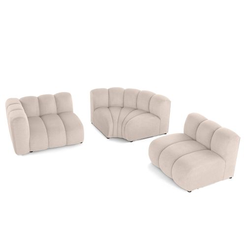 Debbie - Canapé Modulable D'angle Droit 4 Places Avec Accoudoir En Tissu Texturé