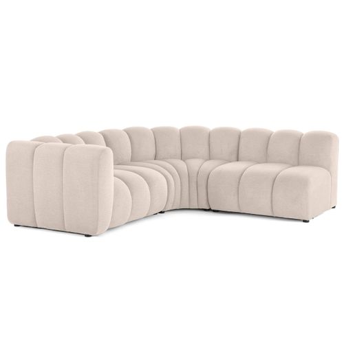 Debbie - Canapé Modulable D'angle Droit 4 Places Avec Accoudoir En Tissu Texturé