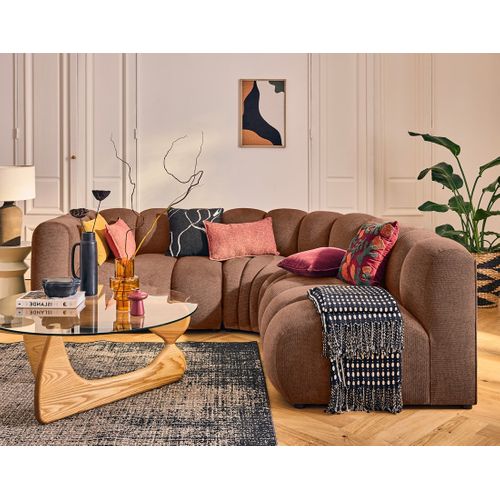 Debbie - Canapé Modulable D'angle Droit 4 Places Avec Accoudoir En Tissu Texturé