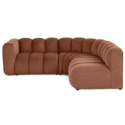 Debbie - Canapé Modulable D'angle Droit 4 Places Avec Accoudoir En Tissu Texturé