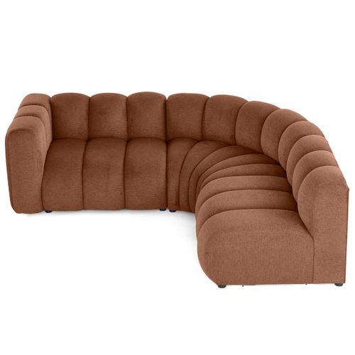 Debbie - Canapé Modulable D'angle Droit 4 Places Avec Accoudoir En Tissu Texturé