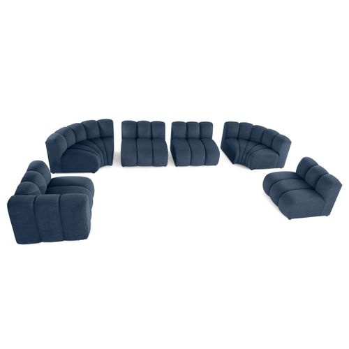 Debbie - Canapé Modulable Panoramique D'angle Droit 7 Places En Tissu Texturé