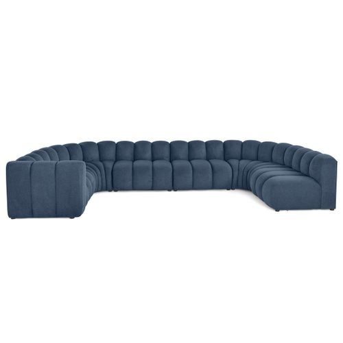 Debbie - Canapé Modulable Panoramique D'angle Droit 7 Places En Tissu Texturé