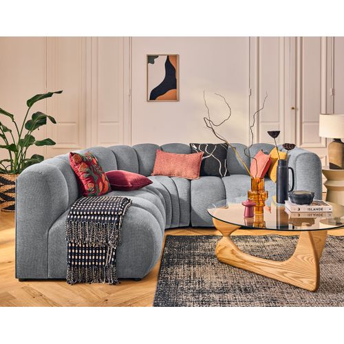 Debbie - Canapé Modulable D'angle Gauche 4 Places Avec Accoudoir En Tissu Texturé