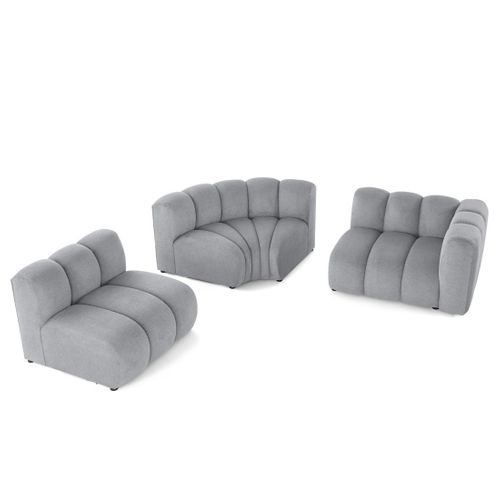 Debbie - Canapé Modulable D'angle Gauche 4 Places Avec Accoudoir En Tissu Texturé